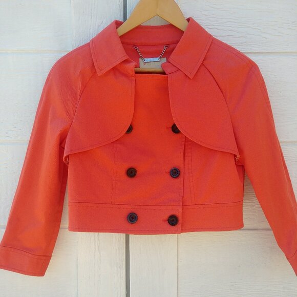 Ports International orange cotton cropped double breasted jacket size 6 - Picture 1 of 14